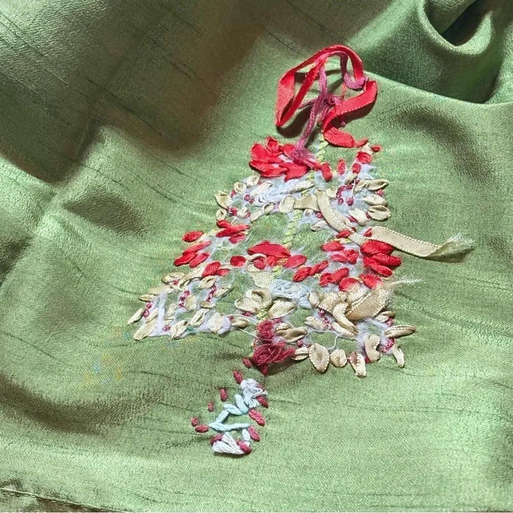 Pier One Imports Festive Green embellished Christmas Tree Tea Towel NWT